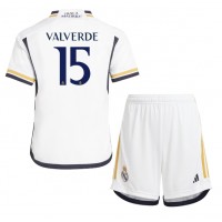Koszulka piłkarska Real Madrid Federico Valverde #15 Strój Domowy dla dzieci 2023-24 tanio Krótki Rękaw (+ Krótkie spodenki)